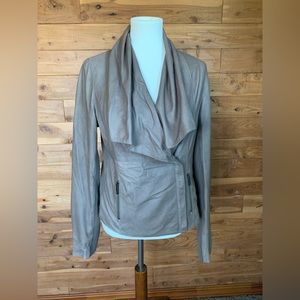 VINCE Tan Light Brown Real Leather Zip Front Jacket Size L